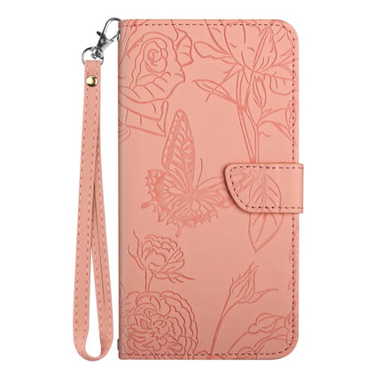 HT03 For Motorola Moto G75 5G Case Butterfly Flower Imprint Leather Phone Cover with Strap