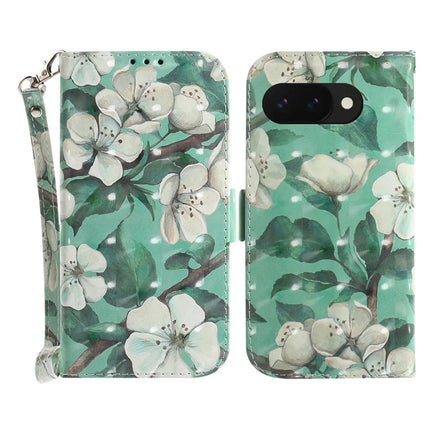For Google Pixel 9a Case Pattern Printing Leather Wallet Phone Cover - Watercolor Flowers