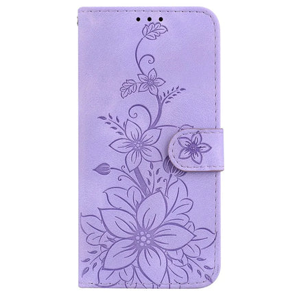 For Google Pixel 9a Case Lily Flower Imprint Leather Phone Cover with Stand