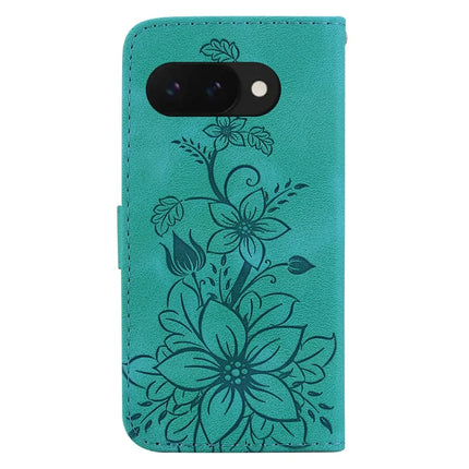 For Google Pixel 9a Case Lily Flower Imprint Leather Phone Cover with Stand