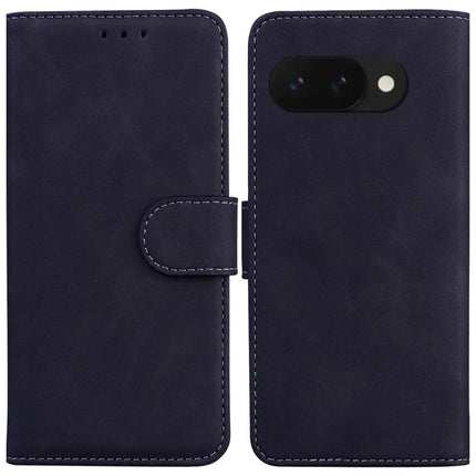 For Google Pixel 9a Case Solid Color Leather Wallet Phone Cover - Black