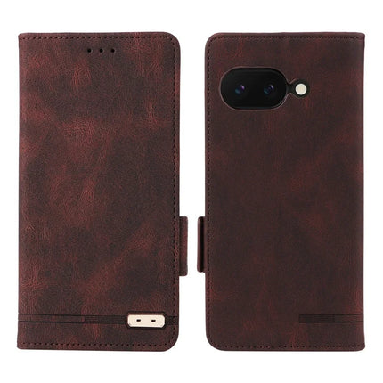 For Google Pixel 9a Case Leather Wallet Flip Phone Cover with Hardware Decor - Coffee