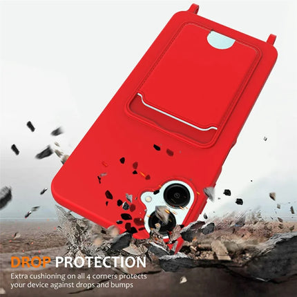 For Samsung Galaxy A06 Case Liquid Silicone Card Holder Phone Back Cover with Lanyard