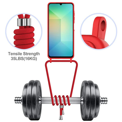 For Samsung Galaxy A06 Case Liquid Silicone Card Holder Phone Back Cover with Lanyard