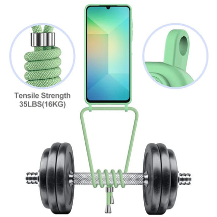 For Samsung Galaxy A06 Case Liquid Silicone Card Holder Phone Back Cover with Lanyard