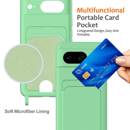 For Samsung Galaxy A06 Case Liquid Silicone Card Holder Phone Back Cover with Lanyard