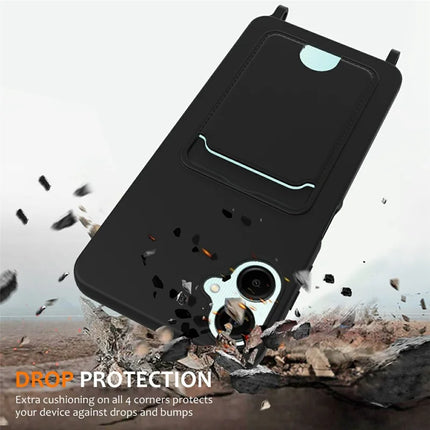 For Samsung Galaxy A06 Case Liquid Silicone Card Holder Phone Back Cover with Lanyard