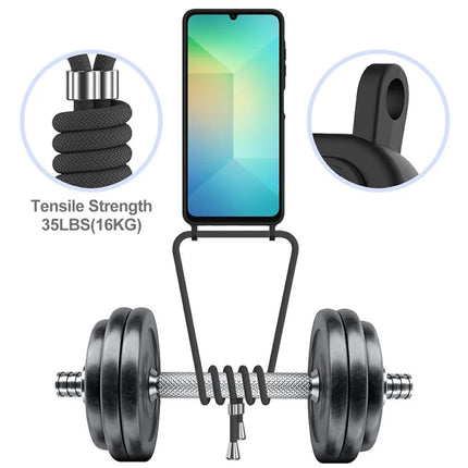 For Samsung Galaxy A06 Case Liquid Silicone Card Holder Phone Back Cover with Lanyard