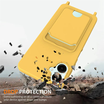For Samsung Galaxy A06 Case Liquid Silicone Card Holder Phone Back Cover with Lanyard