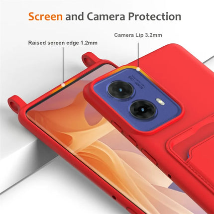 Phone Case For Motorola Moto G85 5G  /  S50 Neo 5G  /  Edge 50 Fusion 5G Liquid Silicone Card Holder Back Cover with Lanyard