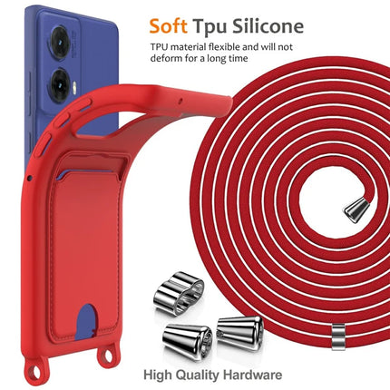 Phone Case For Motorola Moto G85 5G  /  S50 Neo 5G  /  Edge 50 Fusion 5G Liquid Silicone Card Holder Back Cover with Lanyard
