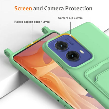 Phone Case For Motorola Moto G85 5G  /  S50 Neo 5G  /  Edge 50 Fusion 5G Liquid Silicone Card Holder Back Cover with Lanyard
