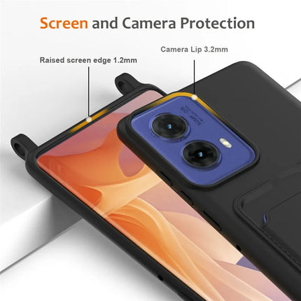 Phone Case For Motorola Moto G85 5G  /  S50 Neo 5G  /  Edge 50 Fusion 5G Liquid Silicone Card Holder Back Cover with Lanyard