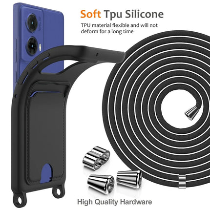 Phone Case For Motorola Moto G85 5G  /  S50 Neo 5G  /  Edge 50 Fusion 5G Liquid Silicone Card Holder Back Cover with Lanyard
