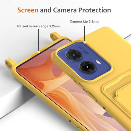 Phone Case For Motorola Moto G85 5G  /  S50 Neo 5G  /  Edge 50 Fusion 5G Liquid Silicone Card Holder Back Cover with Lanyard