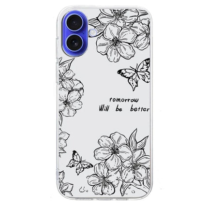 For iPhone 16 Plus Case Pattern Printing Shockproof Soft TPU Phone Cover