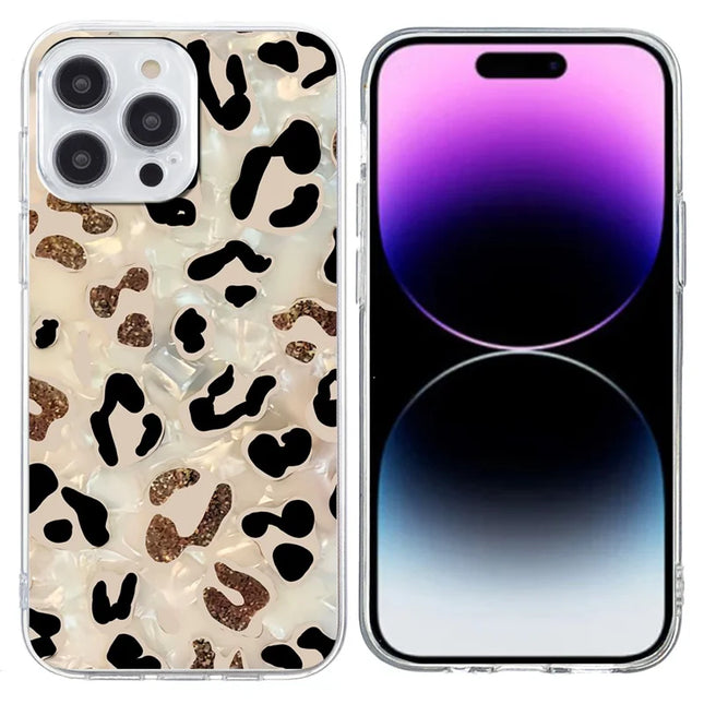 For iPhone 16 Pro Max Case Pattern Printing Shockproof Soft TPU Phone Cover - Leopard Print