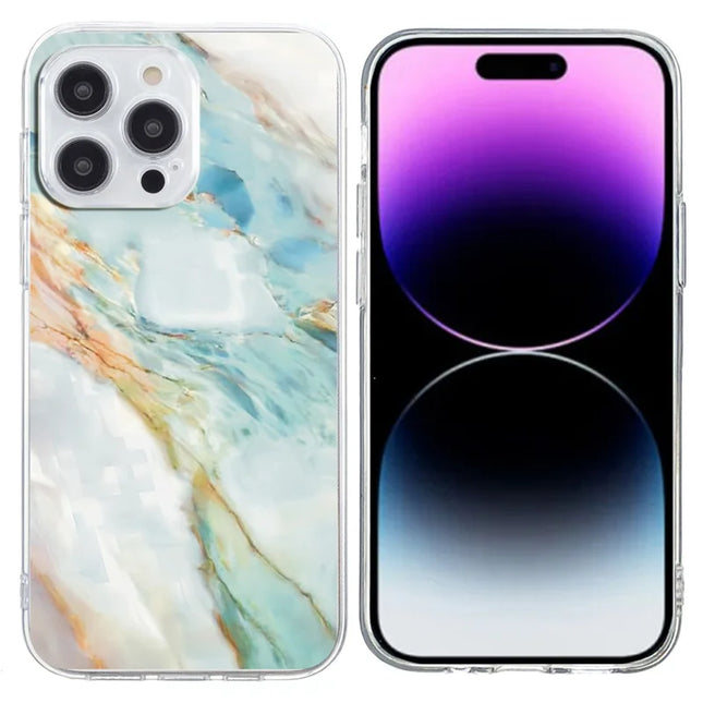 For iPhone 16 Pro Max Case Pattern Printing Shockproof Soft TPU Phone Cover - Oil Painting Marble