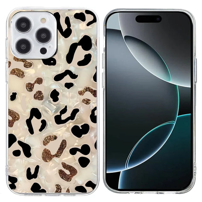For iPhone 16 Pro Case Pattern Printing Shockproof Soft TPU Phone Cover - Leopard Print