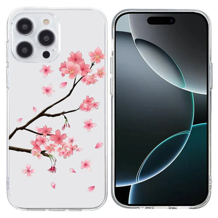 For iPhone 16 Pro Case Pattern Printing Shockproof Soft TPU Phone Cover - Plum Blossom