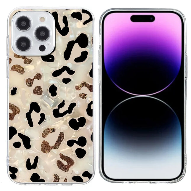 For iPhone 15 Pro Max Case Pattern Printing Shockproof Soft TPU Phone Cover - Leopard Print