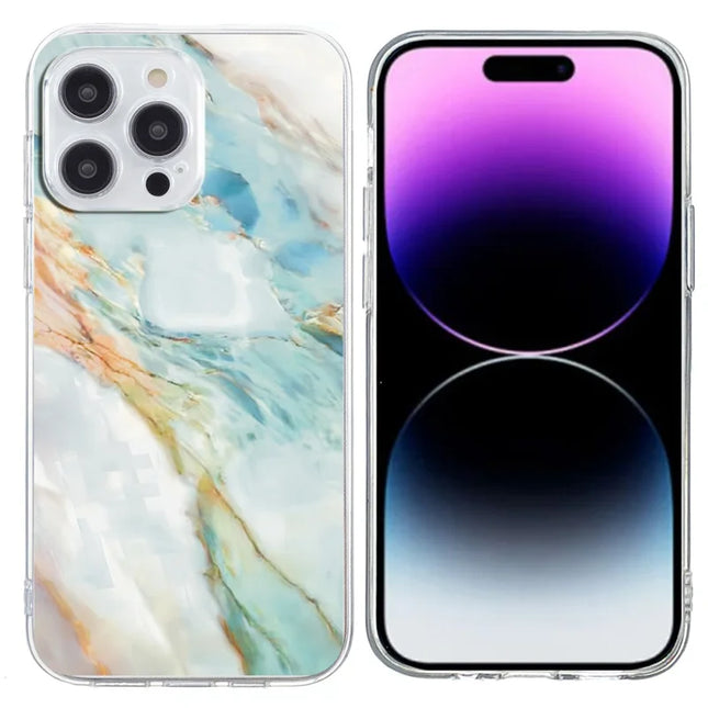 For iPhone 15 Pro Max Case Pattern Printing Shockproof Soft TPU Phone Cover - Oil Painting Marble