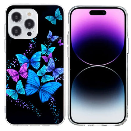 For iPhone 15 Pro Max Case Pattern Printing Shockproof Soft TPU Phone Cover - Colorful Butterflies