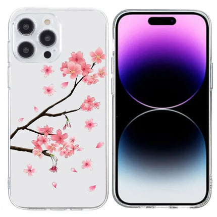 For iPhone 15 Pro Max Case Pattern Printing Shockproof Soft TPU Phone Cover - Plum Blossom