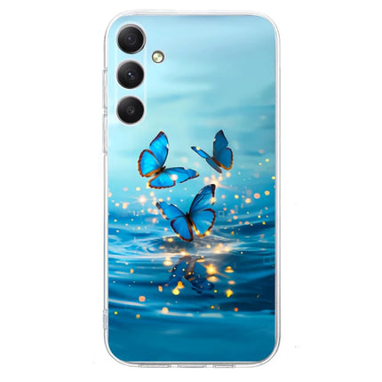 For Samsung Galaxy A54 5G Case Pattern Printing Shockproof Soft TPU Phone Cover - Blue Butterfly