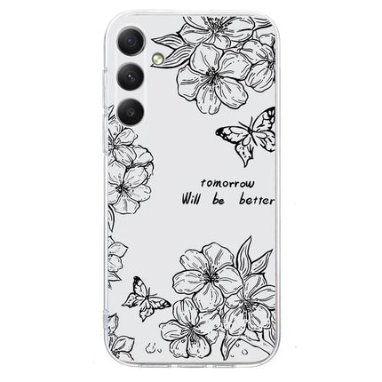 For Samsung Galaxy A54 5G Case Pattern Printing Shockproof Soft TPU Phone Cover - Butterfly Flower