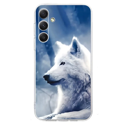 For Samsung Galaxy A34 5G Case Pattern Printing Shockproof Soft TPU Phone Cover - White Wolf