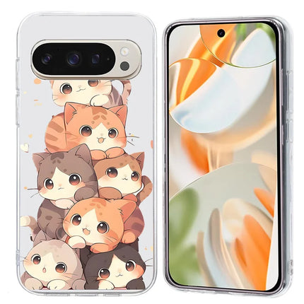 For Google Pixel 9 / 9 Pro Case Pattern Printing Shockproof Soft TPU Phone Cover - Multiple Kittens