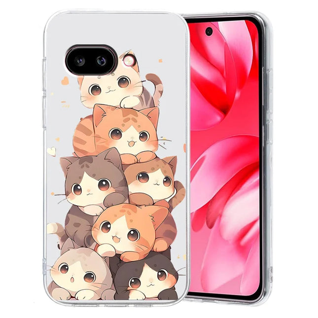 For Google Pixel 9a Case Pattern Printing Shockproof Soft TPU Phone Cover - Multiple Kittens
