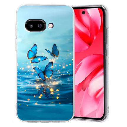 For Google Pixel 9a Case Pattern Printing Shockproof Soft TPU Phone Cover - Blue Butterfly