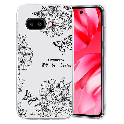 For Google Pixel 9a Case Pattern Printing Shockproof Soft TPU Phone Cover - Butterfly Flower