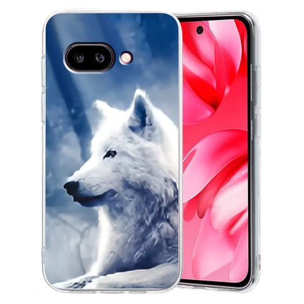 For Google Pixel 9a Case Pattern Printing Shockproof Soft TPU Phone Cover - White Wolf