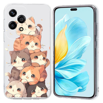 For Honor 200 Lite Case Pattern Printing Shockproof Soft TPU Phone Cover - Multiple Kittens