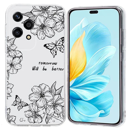 For Honor 200 Lite Case Pattern Printing Shockproof Soft TPU Phone Cover - Butterfly Flower