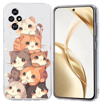 For Honor 200 5G Case Pattern Printing Shockproof Soft TPU Phone Cover - Multiple Kittens