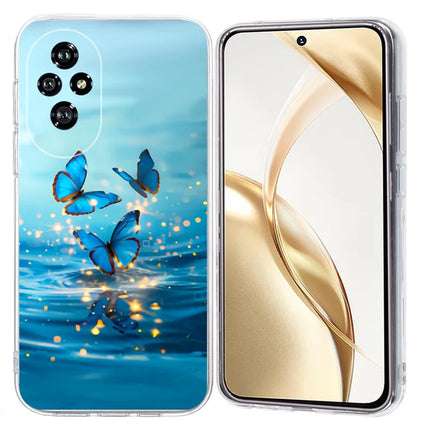 For Honor 200 5G Case Pattern Printing Shockproof Soft TPU Phone Cover - Blue Butterfly