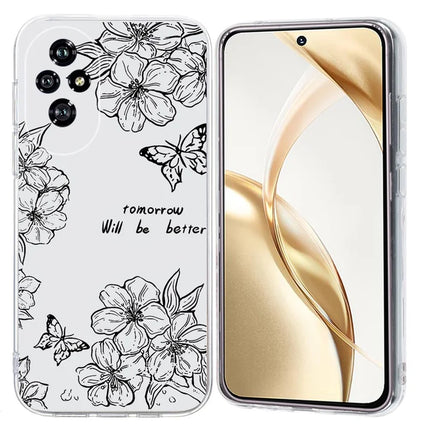 For Honor 200 5G Case Pattern Printing Shockproof Soft TPU Phone Cover - Butterfly Flower
