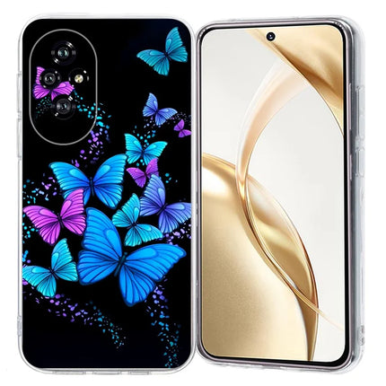 For Honor 200 5G Case Pattern Printing Shockproof Soft TPU Phone Cover - Colorful Butterflies