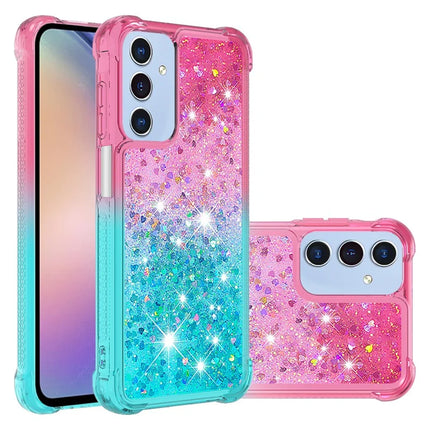 For Samsung Galaxy A16 5G / Galaxy A16 4G TPU Case Gradient Quicksand Phone Back Cover - Pink+Sky Blue