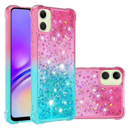 For Samsung Galaxy A06 TPU Case Gradient Quicksand Phone Back Cover - Pink+Sky Blue