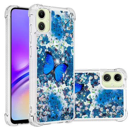 For Samsung Galaxy A06 TPU Case with Quicksand and Pattern Printed - Blue Butterfly
