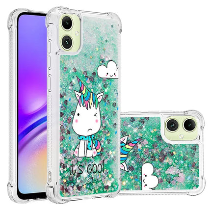 For Samsung Galaxy A06 TPU Case with Quicksand and Pattern Printed - Sitting Horse