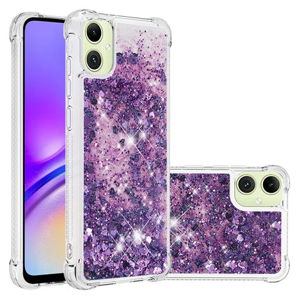 For Samsung Galaxy A06 TPU Case Glitter Quicksand Shockproof Phone Back Cover - Dark Purple / Hearts