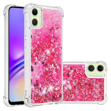 For Samsung Galaxy A06 TPU Case Glitter Quicksand Shockproof Phone Back Cover - Pink / Hearts
