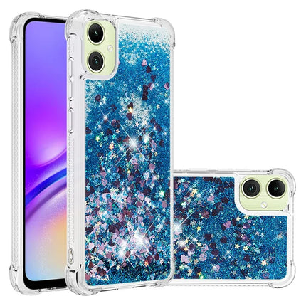 For Samsung Galaxy A06 TPU Case Glitter Quicksand Shockproof Phone Back Cover - Blue / Hearts