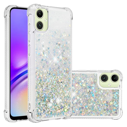 For Samsung Galaxy A06 TPU Case Glitter Quicksand Shockproof Phone Back Cover - Silver / Hearts